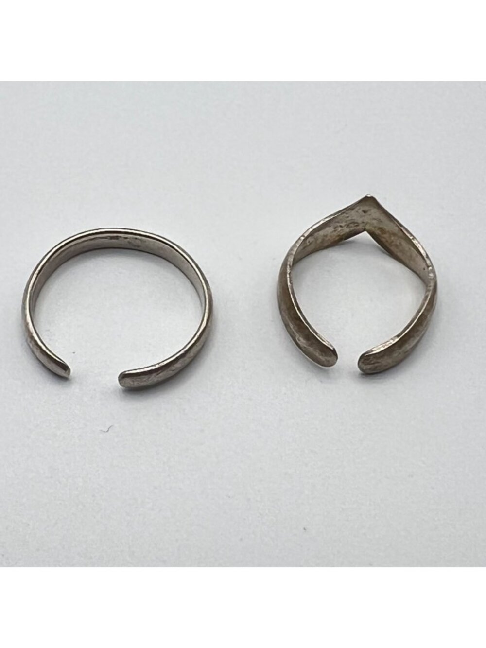 Sterling Silver Toe Midi Rings Adjustable Tested Set Of 2 Minimalist Design - Picture 7 of 10